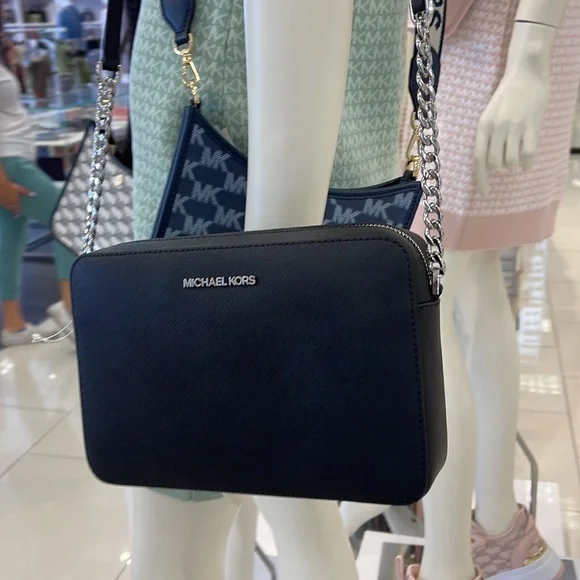 Michael Kors Jet Set Item Large East West Zip Crossbody Leather Black - Picture 16 of 16